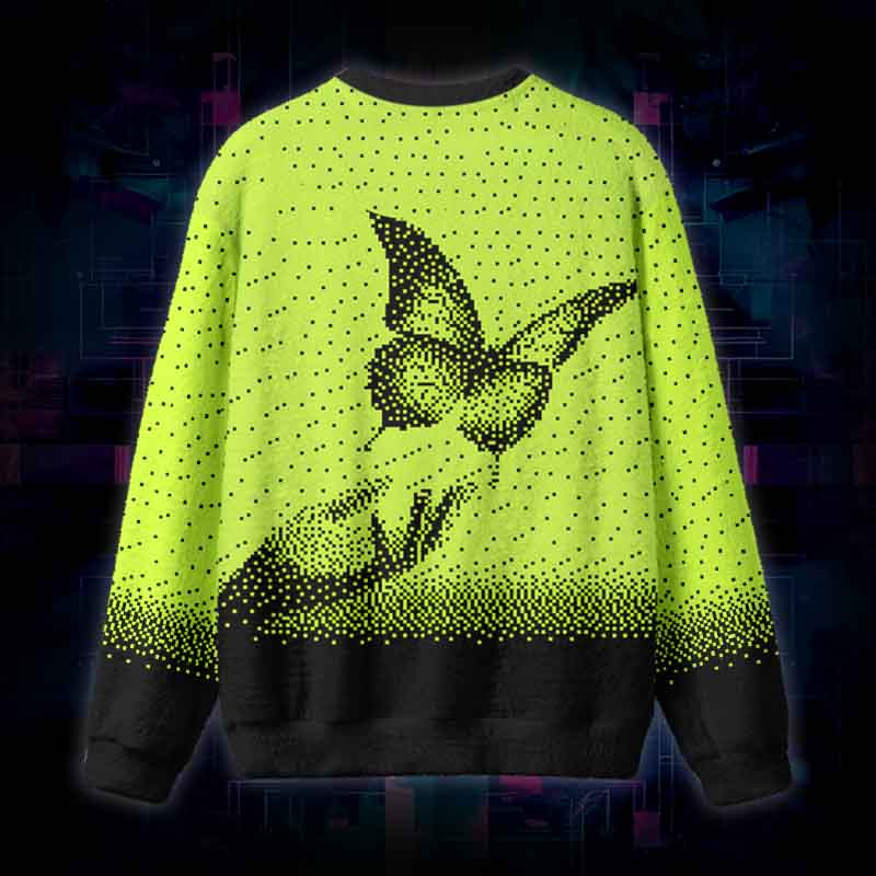 Soulisfree Pixel Wings Fuzzy Crewneck Sweater