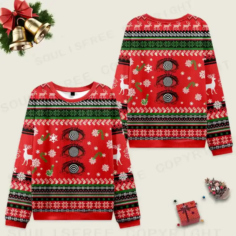 Psychedelic Eye Ugly Christmas Knit Sweatshirt