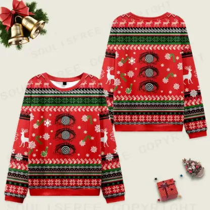 Psychedelic Eye Ugly Christmas Knit Sweatshirt