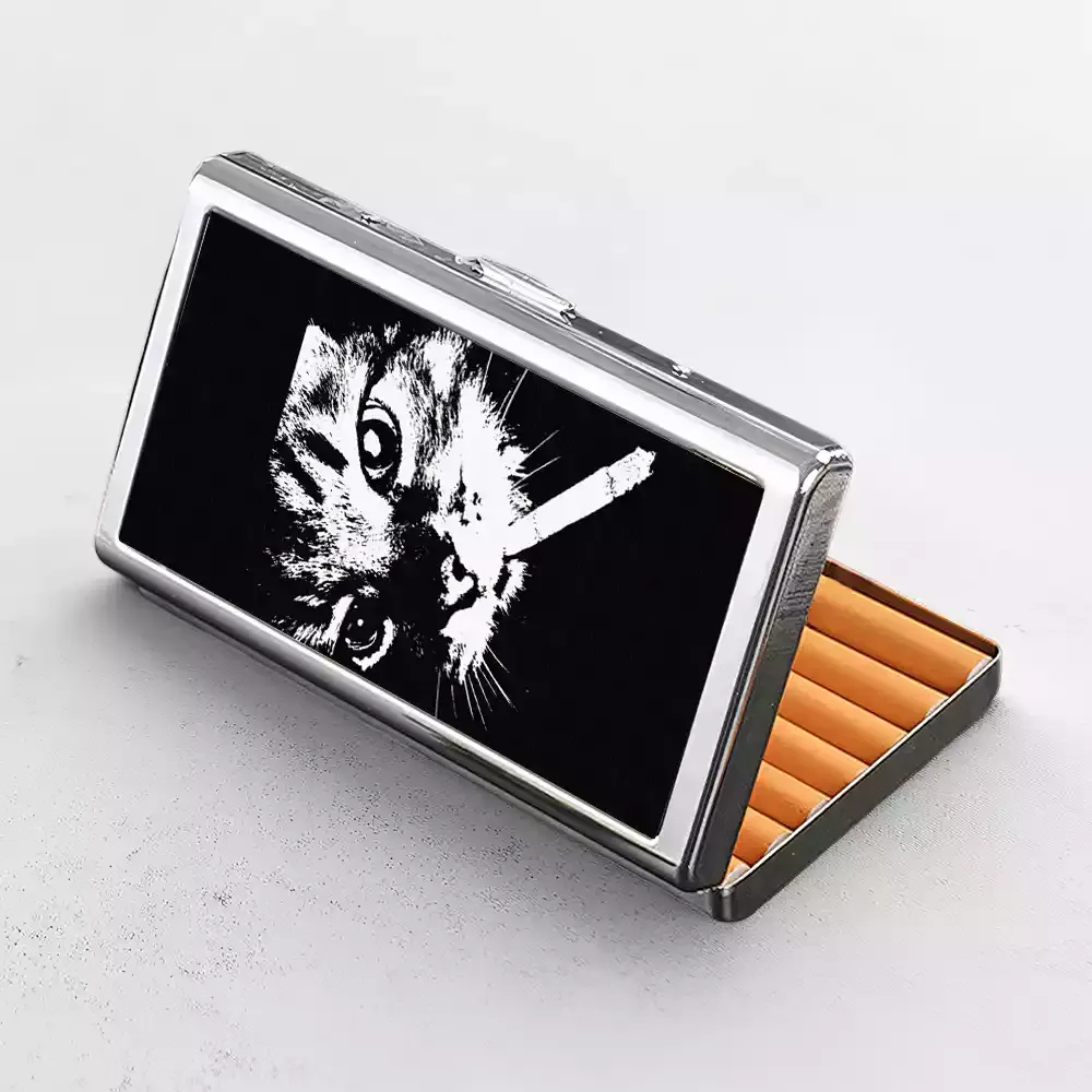 Soulisfree Stylish Feline Vibe Metal Pocket Case