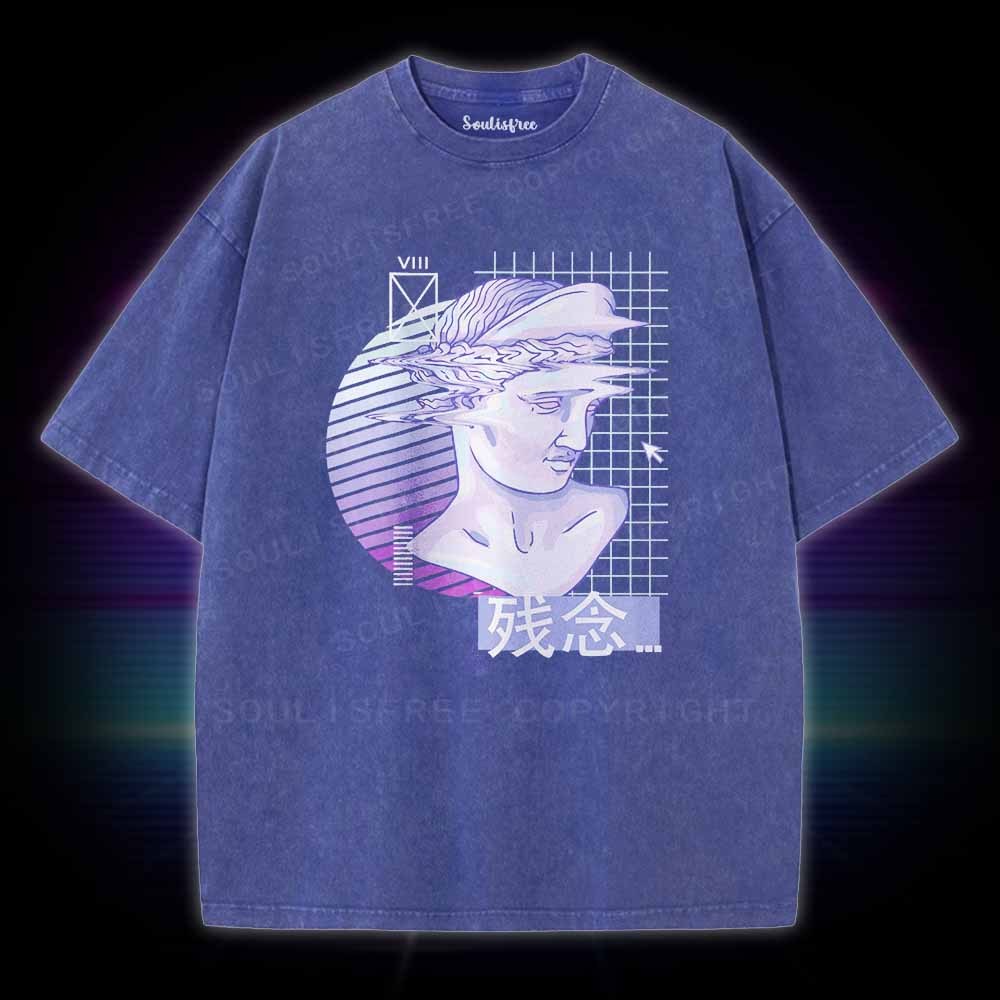 Soulisfree Vaporwave Glitch Statue Washed Tee