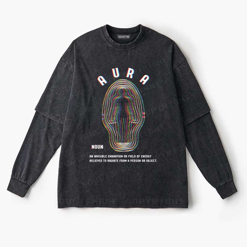Soulisfree  Glitch Energy Aura Layered Long Sleeve Tee