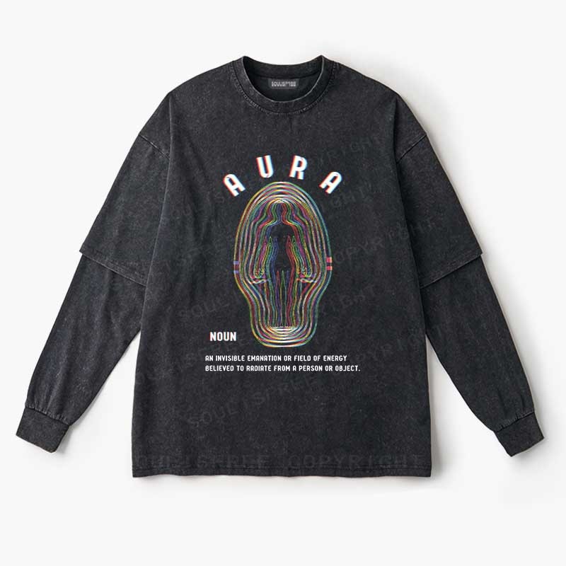 Soulisfree Glitch Energy Aura Layered Long Sleeve Tee
