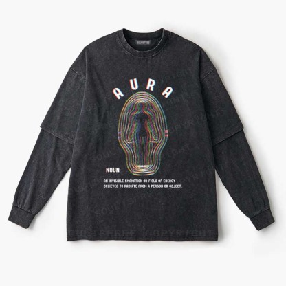 Soulisfree  Glitch Energy Aura Layered Long Sleeve Tee