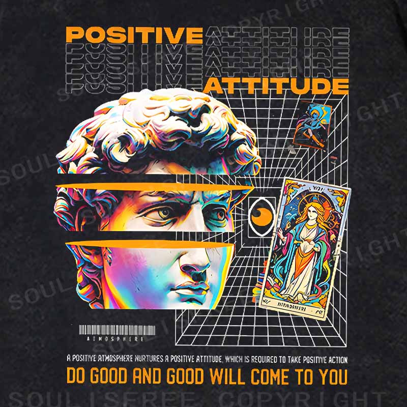Soulisfree Positive Attitude  Washed Hoodie