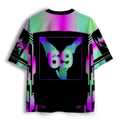 Soulisfree Neon Liquid Graphic Mesh Jersey