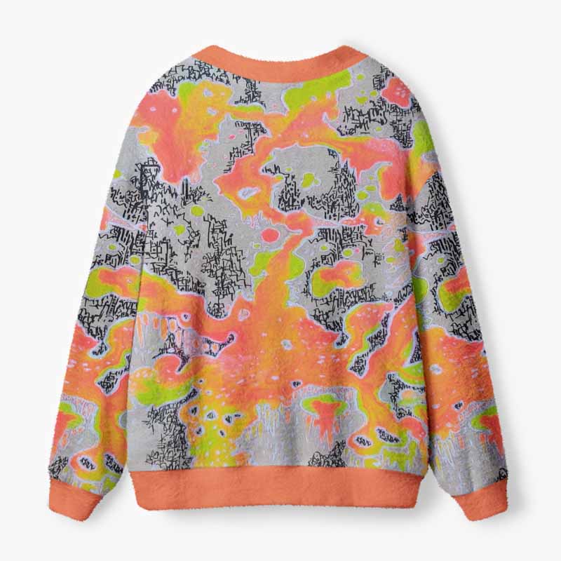 Soulisfree Color Outside The Lines Fuzzy Cardigan Sweater