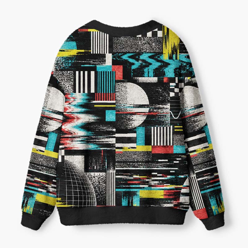 Soulisfree Digital Static Fuzzy Cardigan Sweater