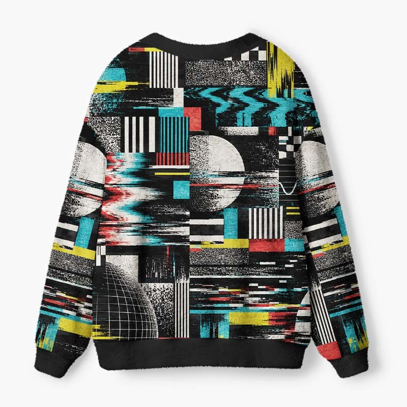 Soulisfree Digital Static Fuzzy Cardigan Sweater