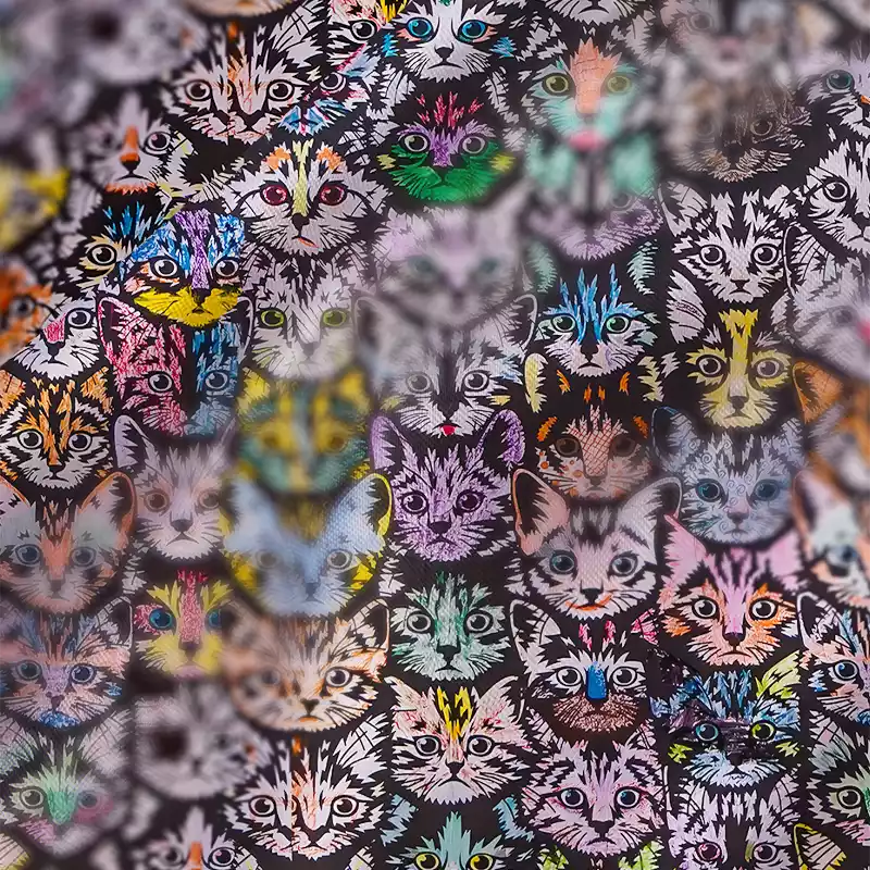 Soulisfree Rainbow Cat Crowd Satin Mini Dress