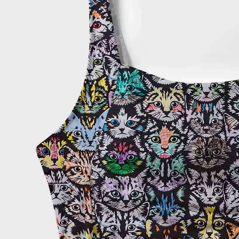 Soulisfree Rainbow Cat Crowd One‑Piece Swimsuit