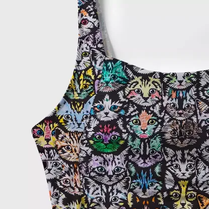 Soulisfree Rainbow Cat Crowd One‑Piece Swimsuit