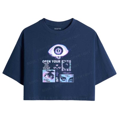 Soulisfree All Eyes On You  Raglan Crop Tee