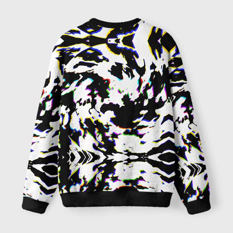 Soulisfree RGB Glitch Camo Fuzzy Crewneck Sweater