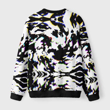 Soulisfree RGB Glitch Camo Fuzzy Crewneck Sweater