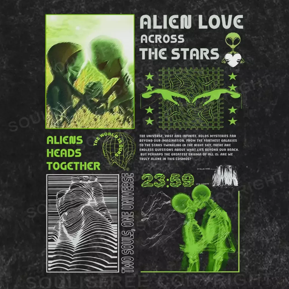 Alien Love Across The Stars Washed Space T-shirt