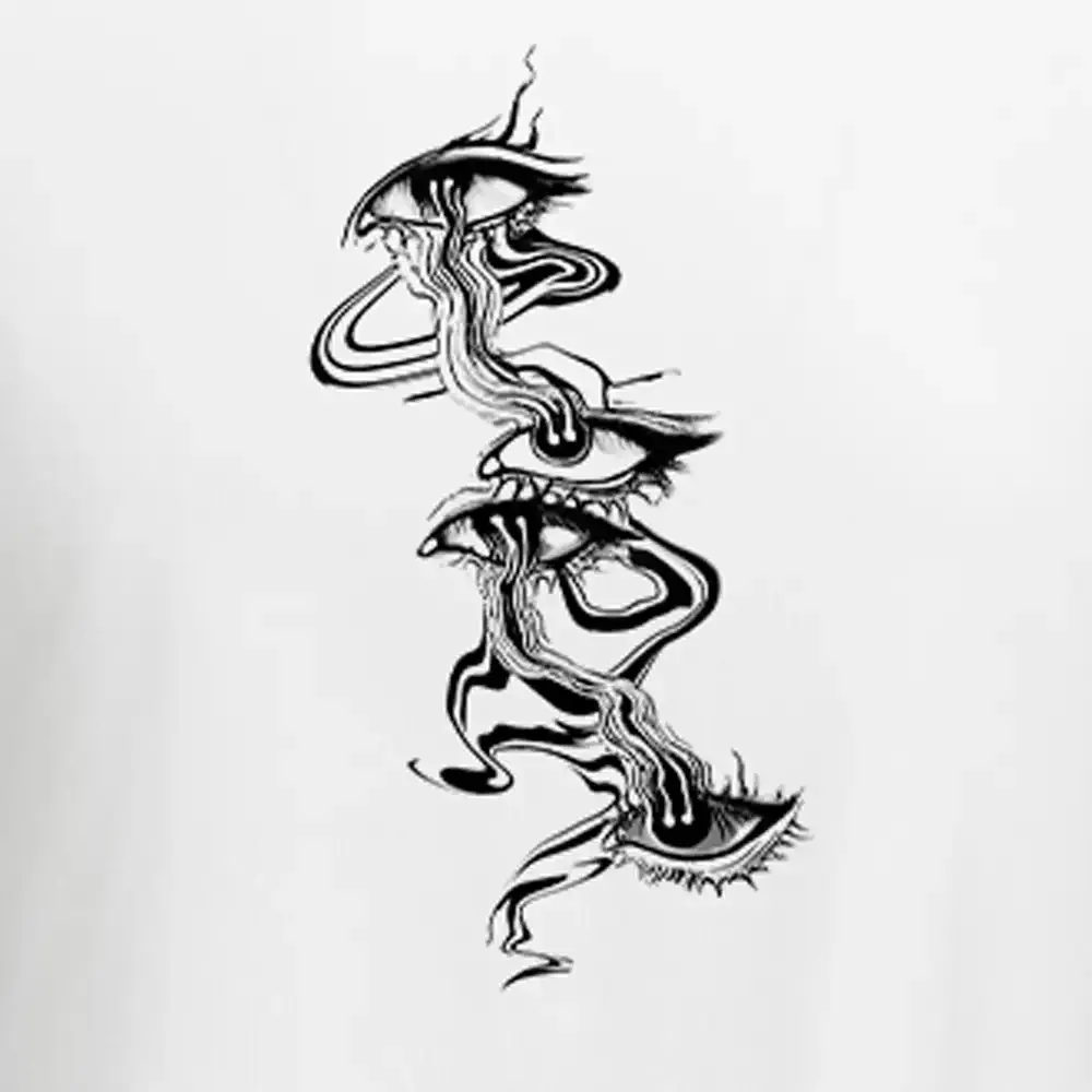 Psychedelic Eyes Washed Cropped Sweatshirt Block Raglan Long Sleeve Crop Top