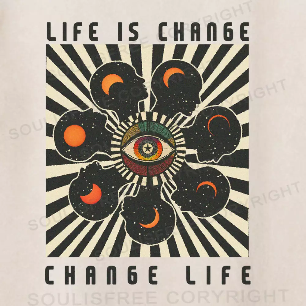 LIFE IS CHANGE, CHANGE LIFE Washed T-shirt