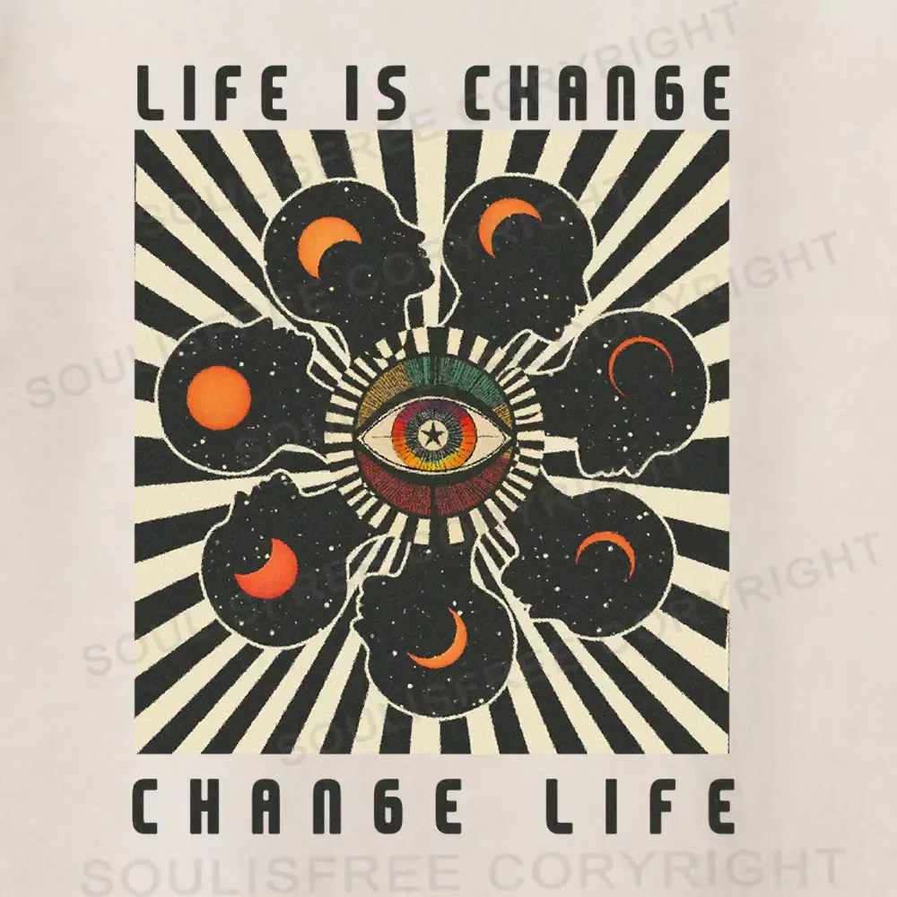 LIFE IS CHANGE, CHANGE LIFE Washed T-shirt