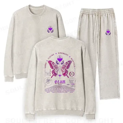 Gods Living Among Us Washed Matching Sweatshirt and Jogger Set