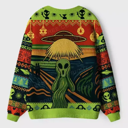 Alien Scream Ugly Cardigan Sweaters