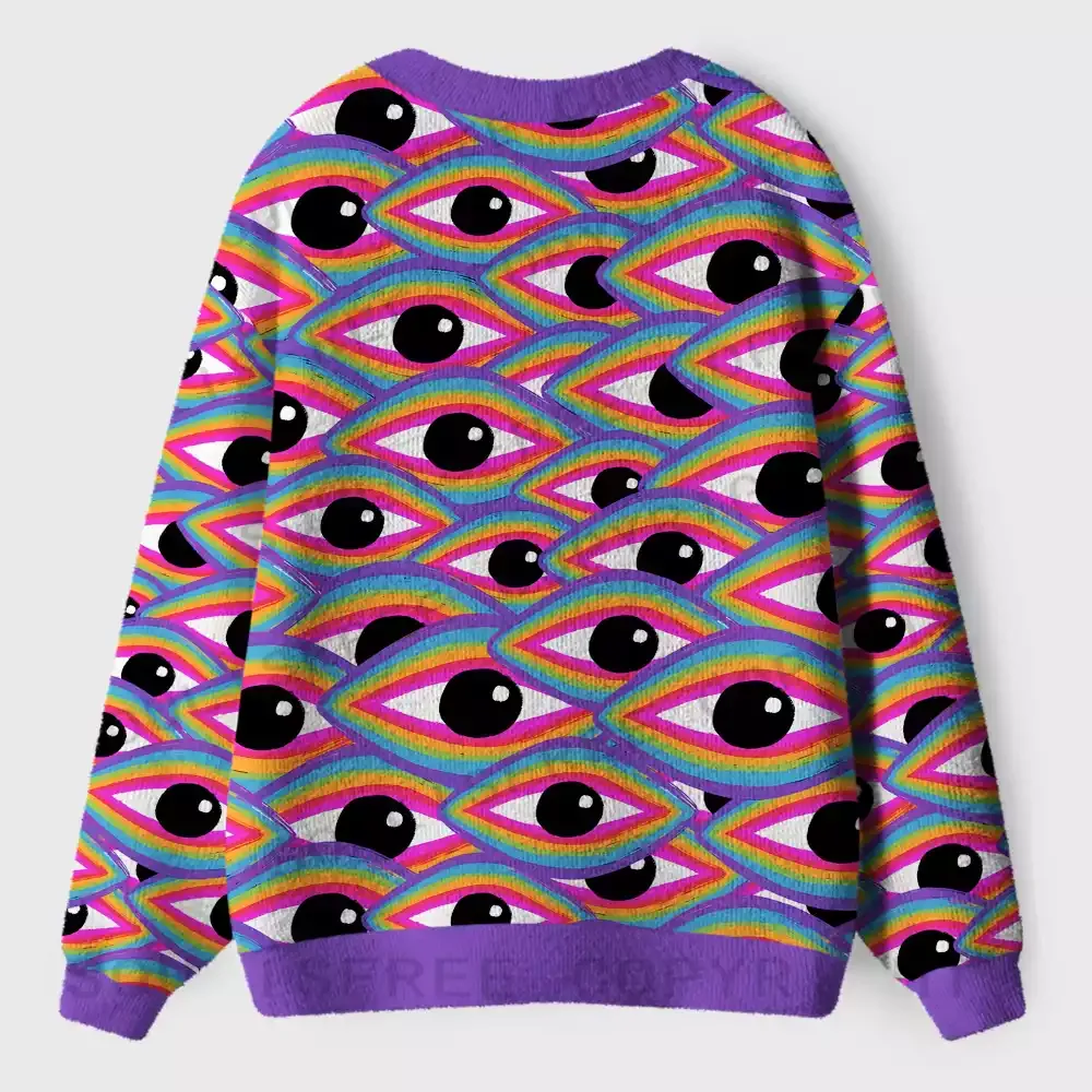 Rainbow Ocular Wave Ugly Cardigan Sweaters