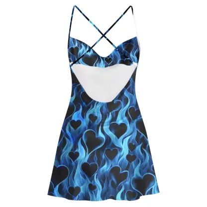 Soulisfree Flame Heart  Satin Mini Dress
