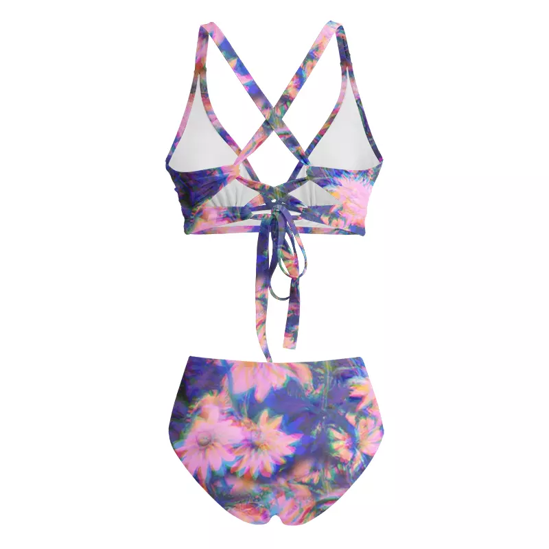 Soulisfree Iridescent Bloom  Glitch Cross Bikini