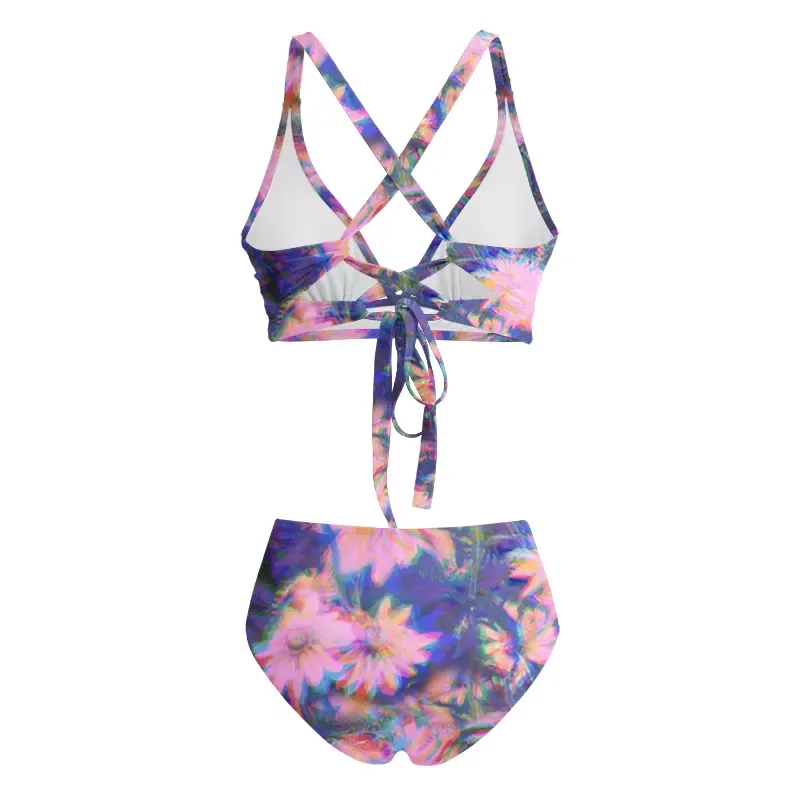 Soulisfree Iridescent Bloom  Glitch Cross Bikini