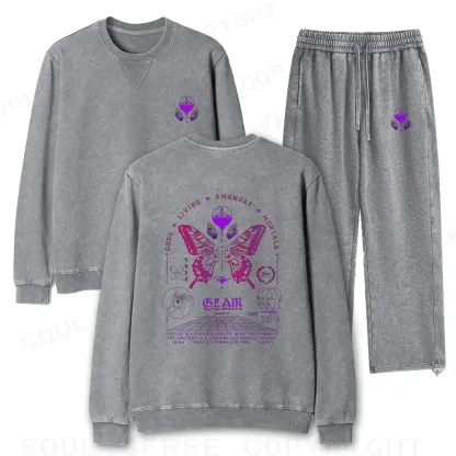 Gods Living Among Us Washed Matching Sweatshirt and Jogger Set