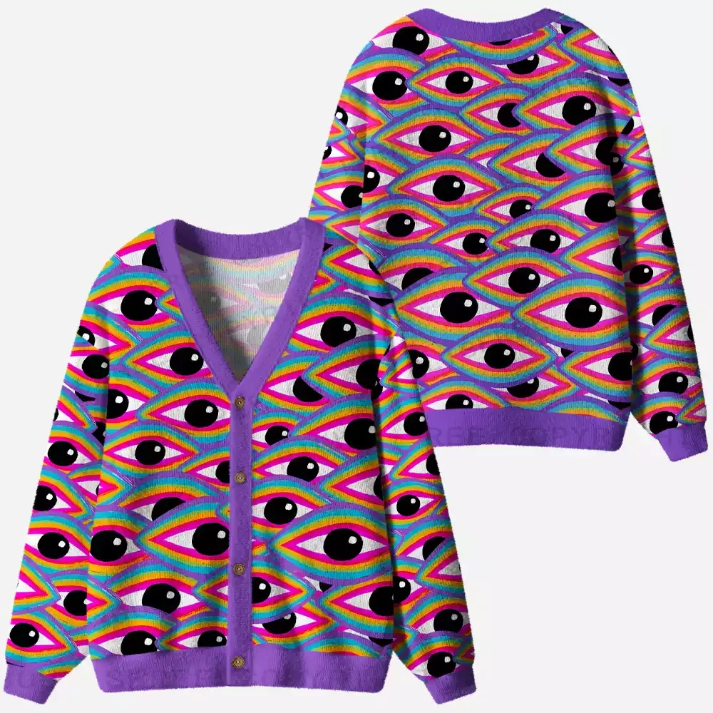 Rainbow Ocular Wave Ugly Cardigan Sweaters