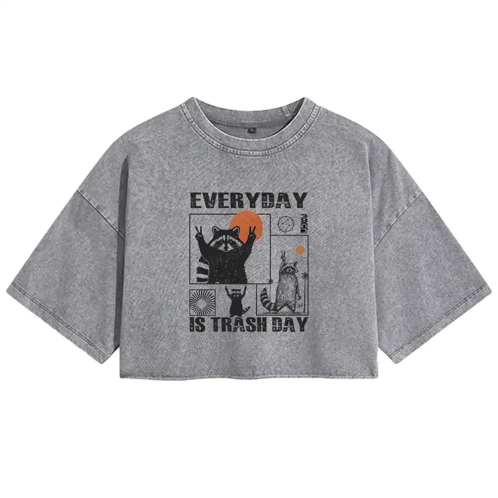 Everyday Is Trash Day Washed Crop T-shirt