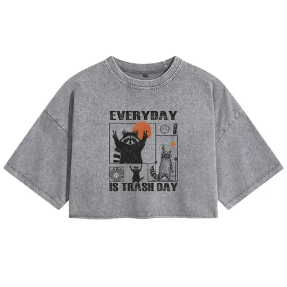 Everyday Is Trash Day Washed Crop T-shirt