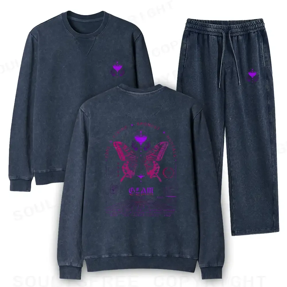 Gods Living Among Us Washed Matching Sweatshirt and Jogger Set
