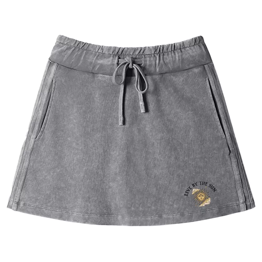 Living By The Sun Washed A-line Mini Skirt