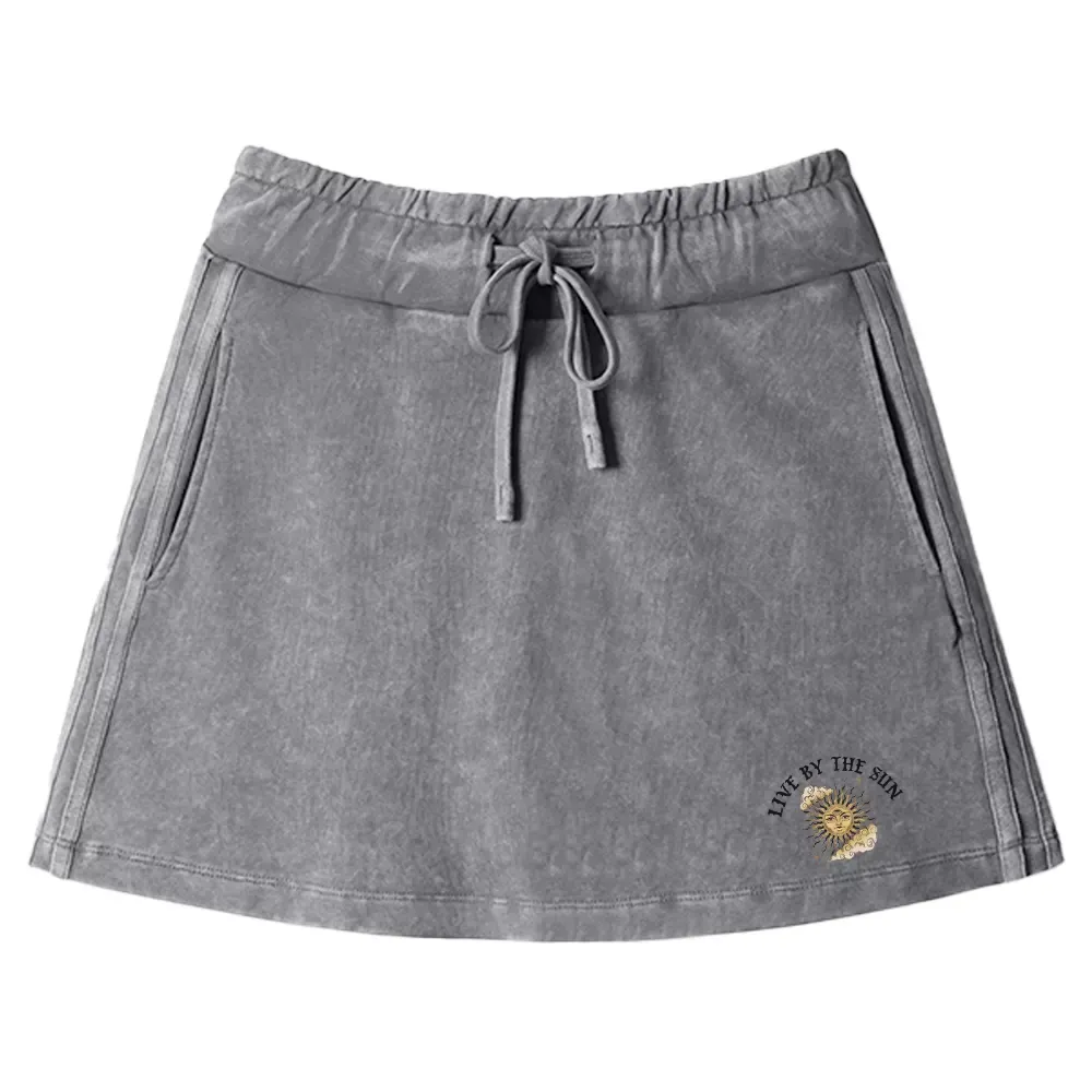 Living By The Sun Washed A-line Mini Skirt