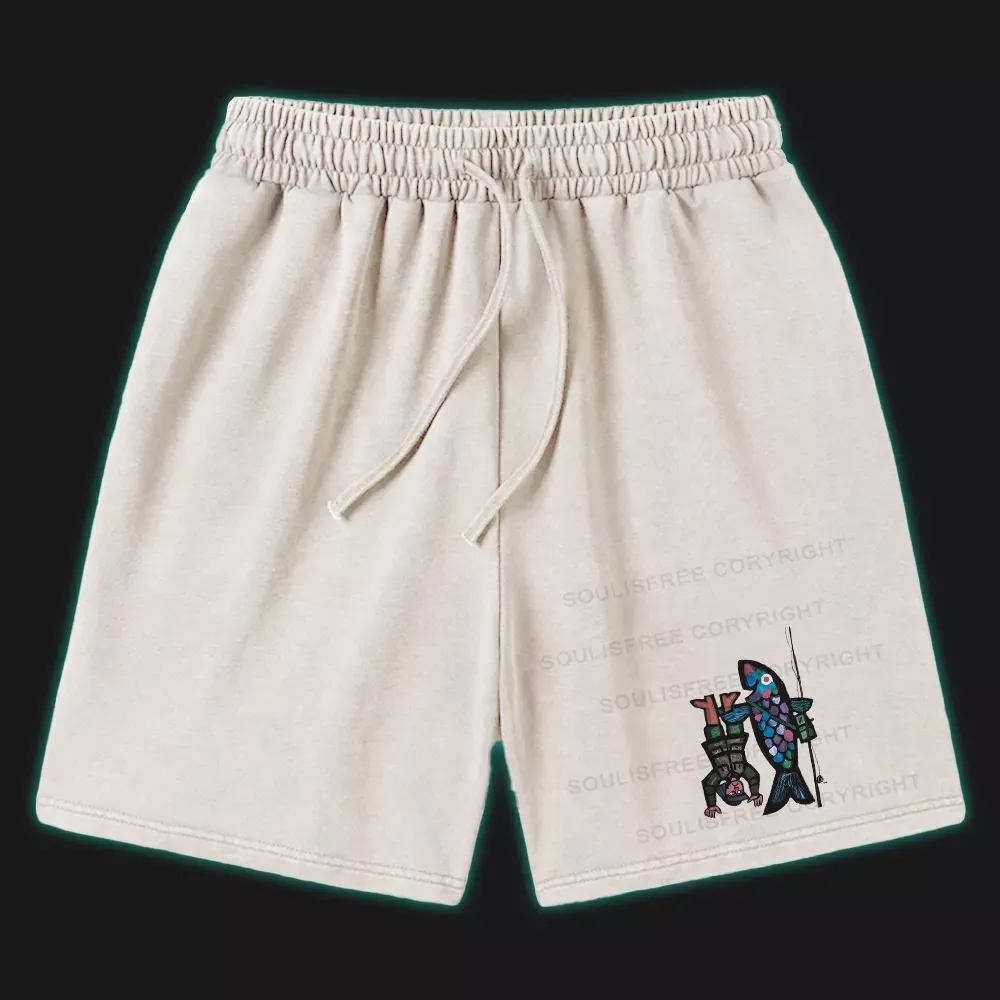 Designed Fishing For Man's Fish Washed Shorts