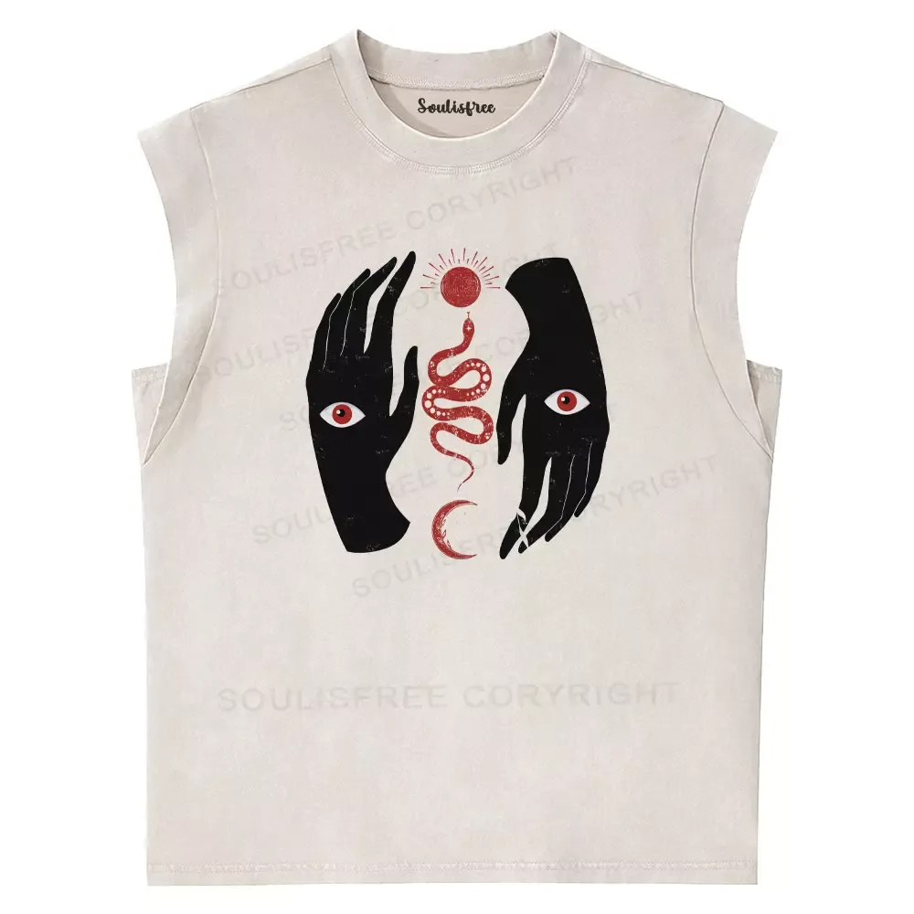 Designed Eye of the Infinite Washed Tank Tops