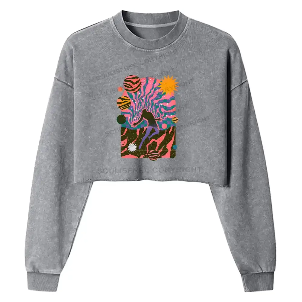 Dystopia Washed Cropped Sweatshirt