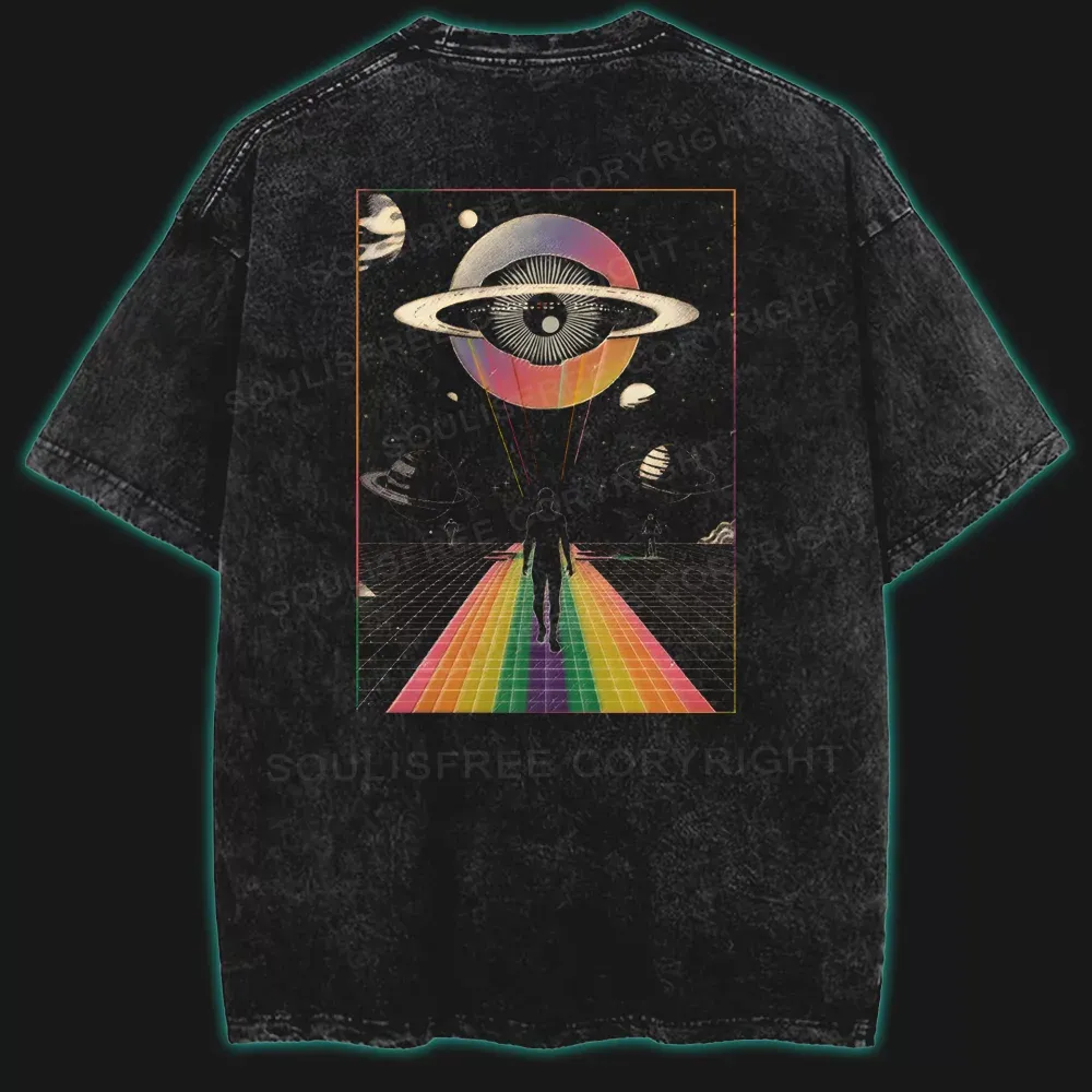 Designed In a world of illusion Washed Space T-shirt