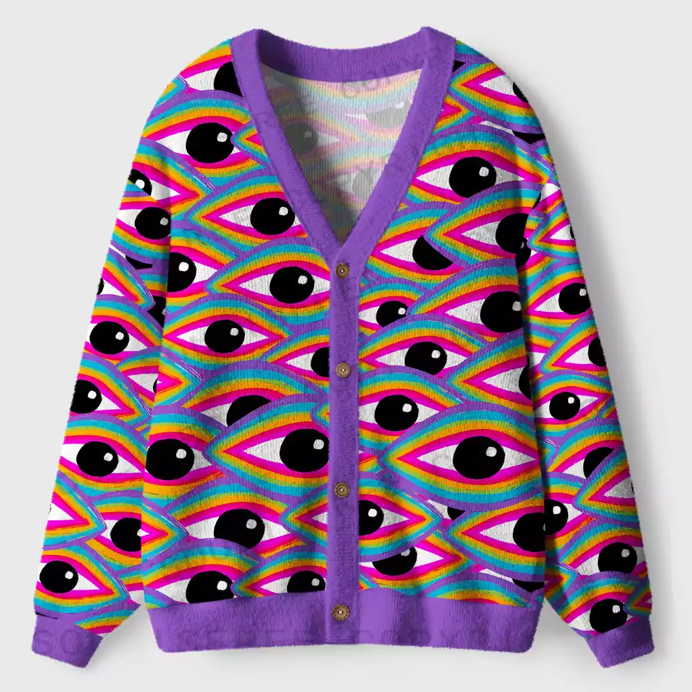 Rainbow Ocular Wave Ugly Cardigan Sweaters