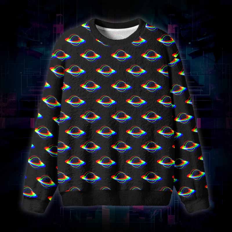 Soulisfree Find Your Own Orbit Fuzzy Crewneck Sweater