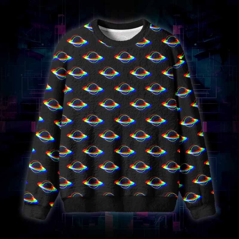 Soulisfree Find Your Own Orbit Fuzzy Crewneck Sweater