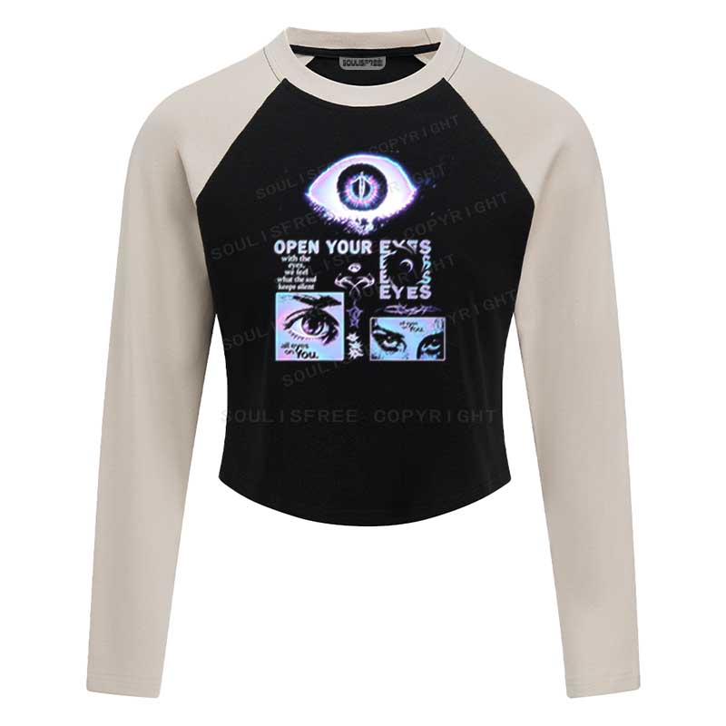 Soulisfree All Eyes On You  Raglan Crop Tee