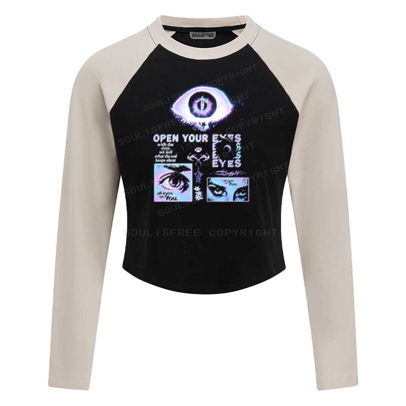 Designed Soulisfree All Eyes On You Raglan Crop Tee
