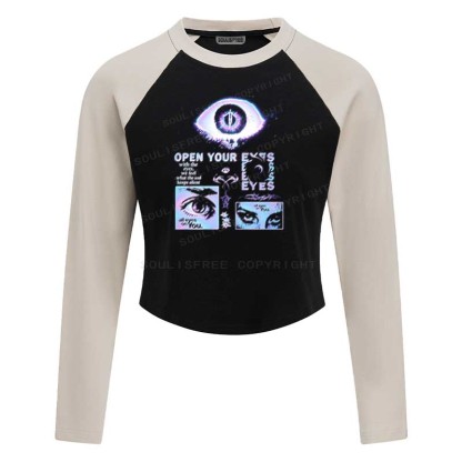 Soulisfree All Eyes On You  Raglan Crop Tee