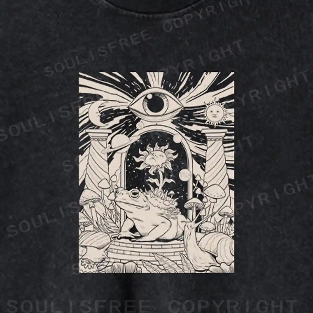 Lunar Serpent Poppy Washed Cropped Sweatshirt