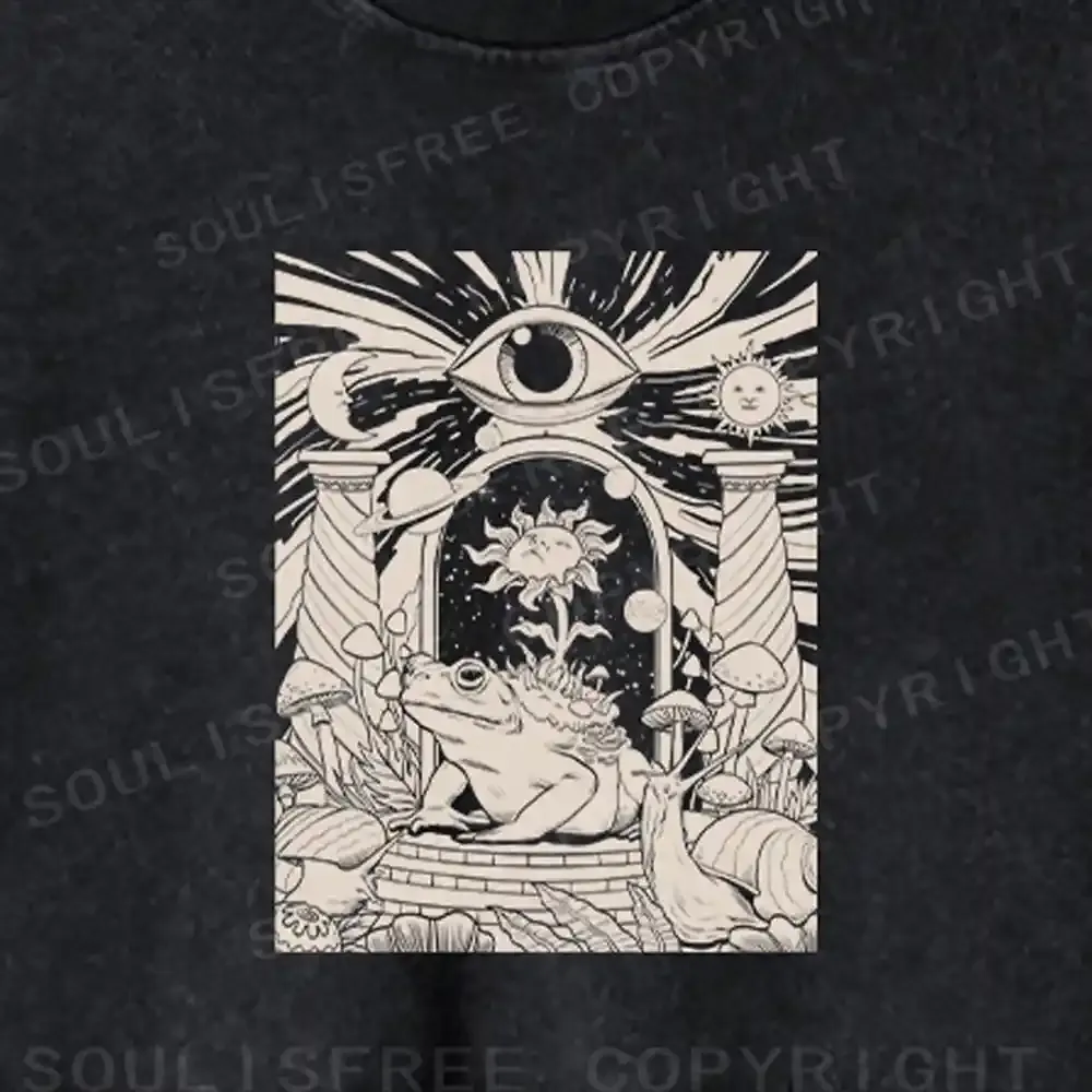 Lunar Serpent Poppy Washed Cropped Sweatshirt