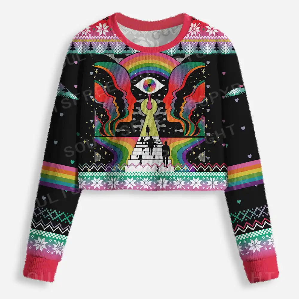 Step Into the Mind Cropped Ugly Christmas Sweater