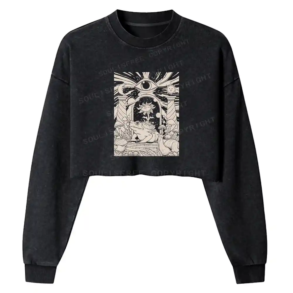 Lunar Serpent Poppy Washed Cropped Sweatshirt